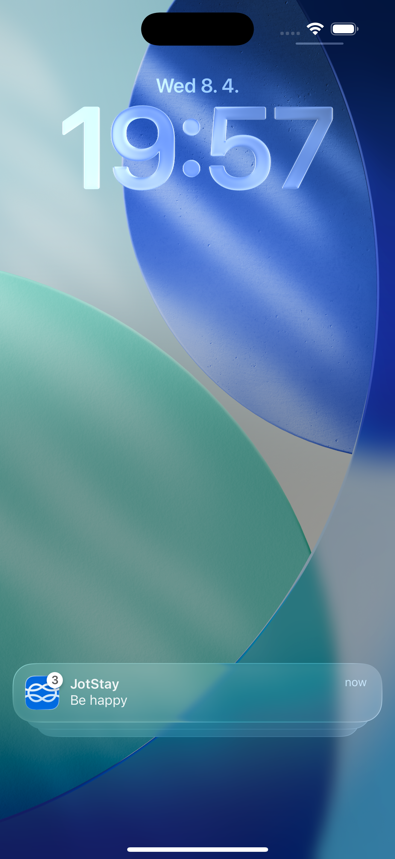 Lock screen showing JotStay notification